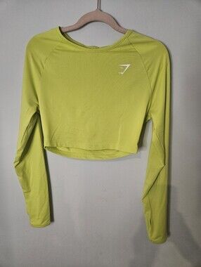 Gymshark Lime Green Cropped Long-Sleeve Women's Top